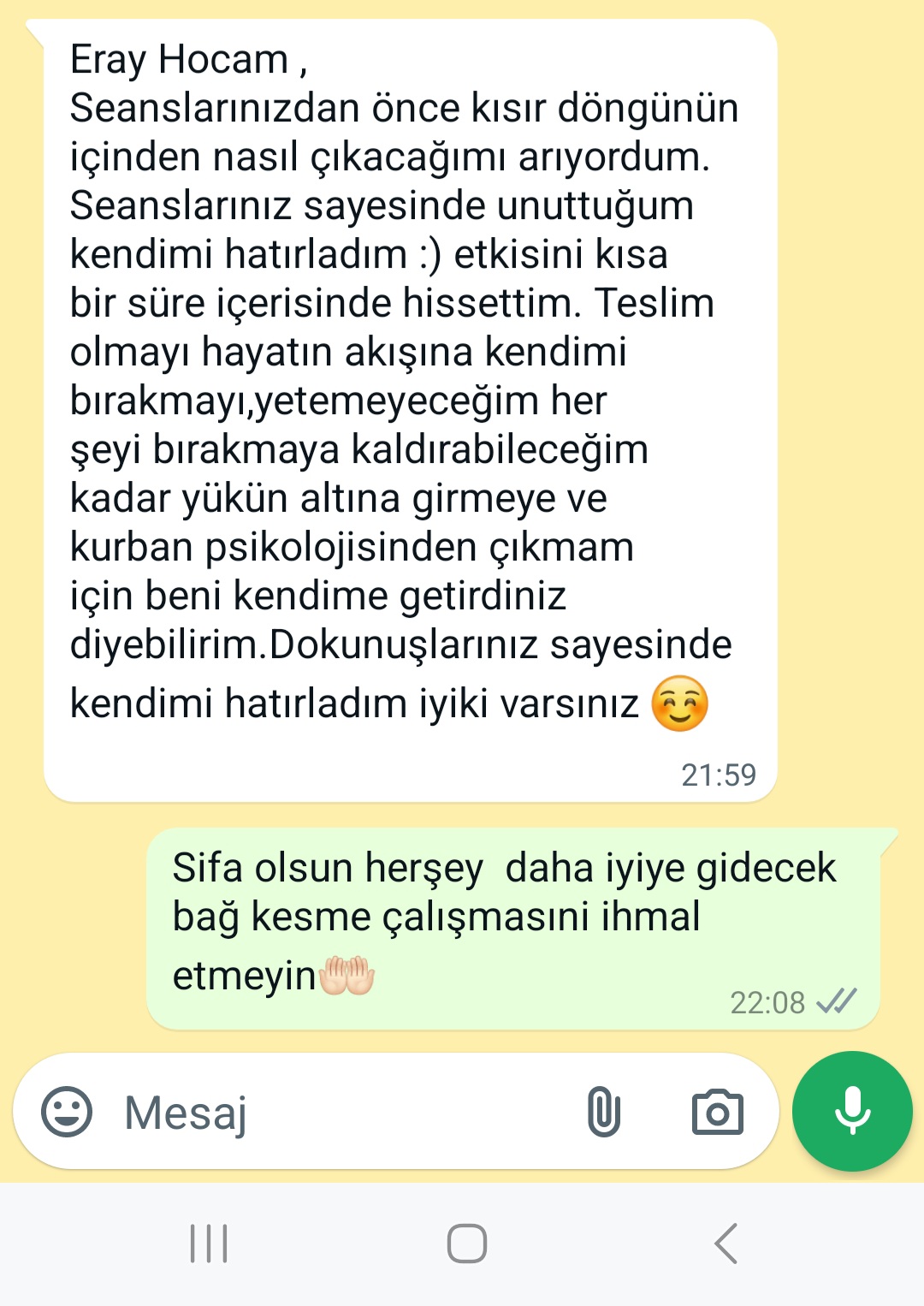 Depresyon,takıntı ve tükenmişlik  sendromu seans sonucu