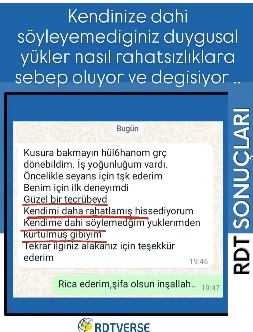 Kendinize dahi söyleyemediginiz yükler Rdt ile nasıl degisti